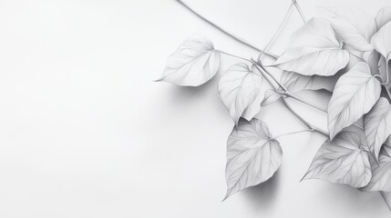 A pencil sketch of ivy vines climbing in diagonal lines, forming a repeating leaf pattern with textured shading