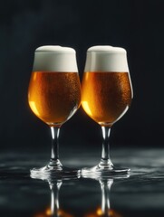Two Glasses of Beer on Table