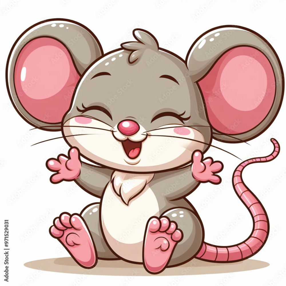 Sticker Cute Mouse Vector Cartoon illustration