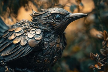 Fototapeta premium Bird statue atop tree