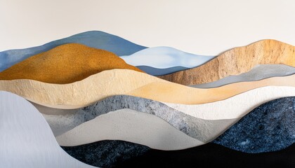 Obraz premium An abstract mix of rough mountain textures, deep ocean trenches, and lush fields of grass, blended together in a harmonious earth texture collage