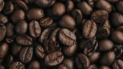 Naklejka premium A pile of coffee beans sits atop three piles of brown coffee beans