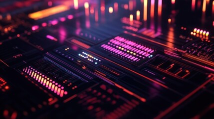 Fototapeta premium Close-up of a Futuristic Digital Interface with Glowing Lights