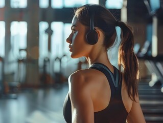 Fitness Enthusiast Utilizing AI Powered Wearable Device to Track Workout Progress and Receive Personalized Tips