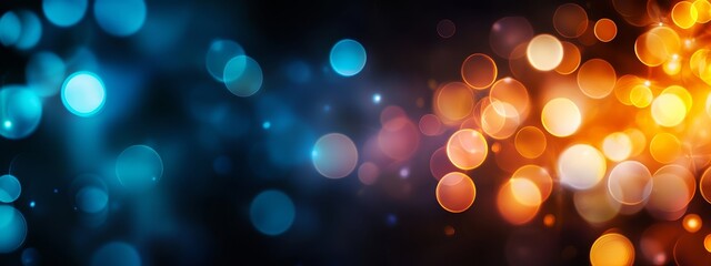  A blurred image features a indistinct background, encircled by spheres of distinctively colored lights The center of the image houses a blurred mid-ground