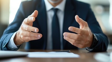 Mediator calming down two negotiators during a heated business argument, conflict resolution, negotiation management