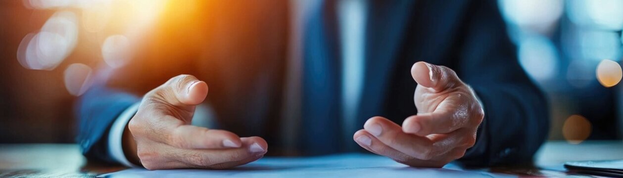 Mediator presenting a solution during a negotiation between two parties, mediation, thirdparty facilitation