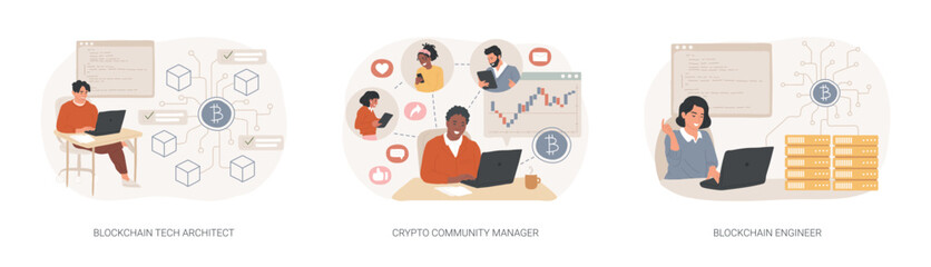 Blockchain jobs isolated cartoon vector illustrations se