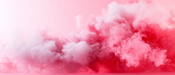 Fototapeta premium A pink and white smoke cloud against a uniform light pink background