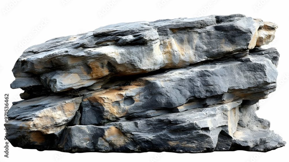 Poster a stack of large, rugged rocks with a textured surface and natural color variations.