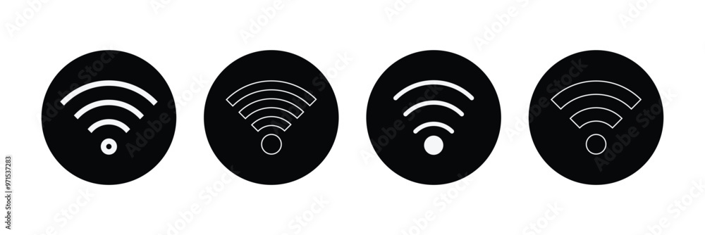 Poster wireless network icon fill style. depicting symbol related to wireless wi-fi connectivity, including