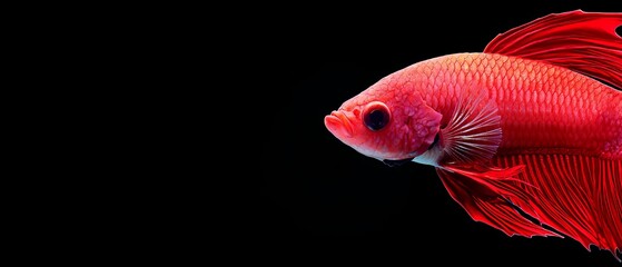  Red fish, close-up On black background, a distinct marking  on its head