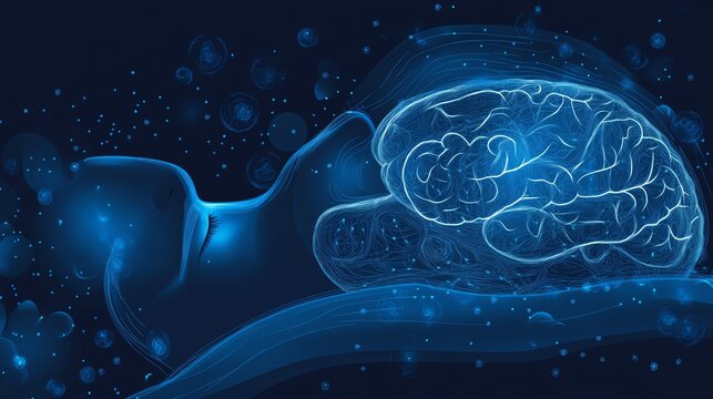 An abstract representation of a brain resting peacefully, highlighting the connection between sleep and mental health.