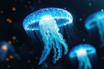 Jellyfish school in ocean