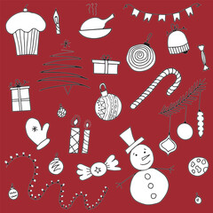 New Year's doodles in red