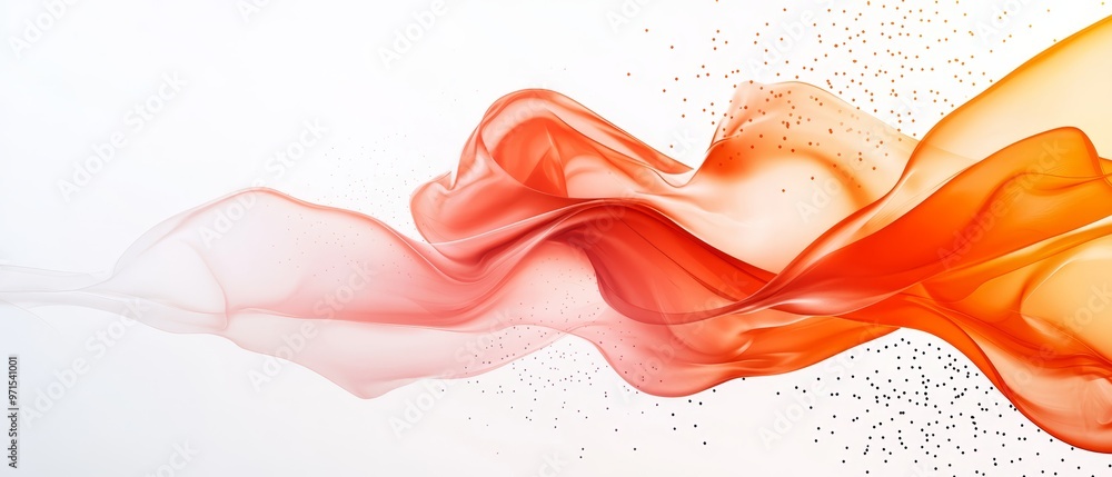 Poster a white backdrop features a red, orange, and yellow wave on the left; contrastingly, the right side 