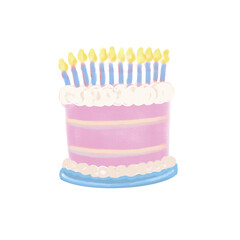 Pink Cake with Celebration Birthday Candles 