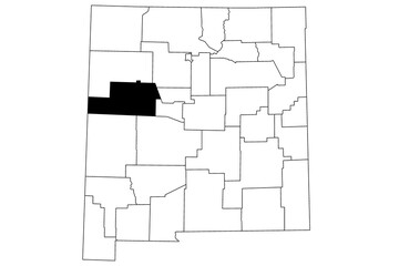Map of cibola County in New Mexico state on white background. single County map highlighted by black color on New Mexico map. UNITED STATES, US