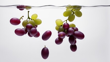 Grapes submerged in water, showcasing their texture and color.