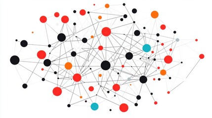 A web of interconnected dots and lines radiating out from a central point, representing global outreach, networking, and the spreading of ideas
