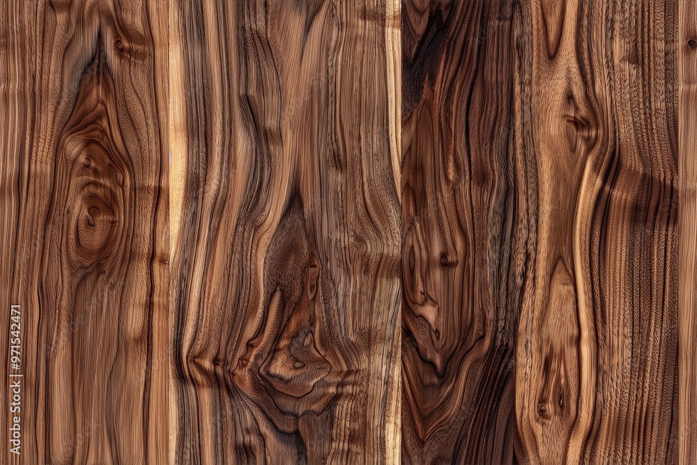 Aufkleber richly textured walnut wooden surface, showcasing intricate grain patterns and a warm color palette 