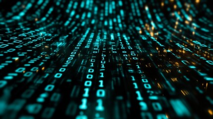 Digital Data Flow with Binary Code Background