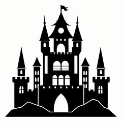 Castle black silhouette vector,Castle vector illustration