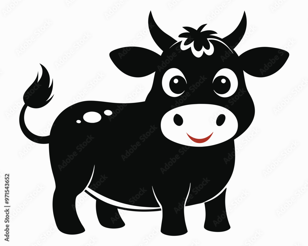 Canvas Prints cute cow character black silhouette vector