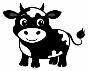 Cute Cow Character black silhouette vector