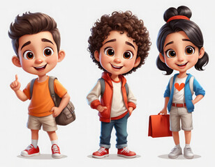 children in uniform adorable cartoon style 3d realistic cartoons 3d render 3d illustration