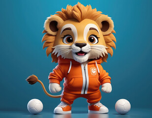 tiger cub with ball adorable cartoon style 3d realistic cartoons 3d render 3d illustration