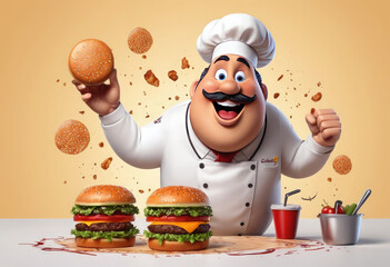 chef with a tray adorable cartoon style 3d realistic cartoons 3d render 3d illustration