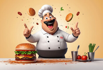 chef with a frying pan adorable cartoon style 3d realistic cartoons 3d render 3d illustration