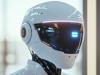 Fototapeta premium Robot Head with Glowing Eyes