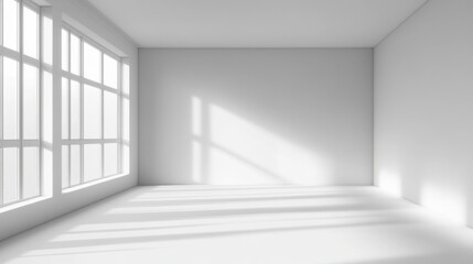 Fototapeta premium Empty room, seamless white walls, soft shadows, generative ai