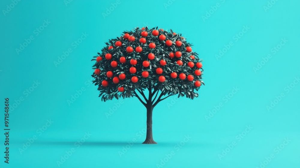 Poster an abstract tree with its branches representing opportunities and its fruits symbolizing the rewards