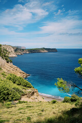 Obraz premium View of the coast of the Balearic Sea, Coll Baix Mallorca Spain