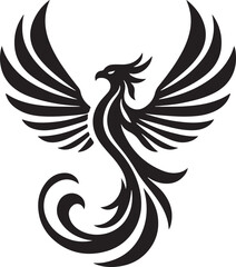 Obraz premium phoenix with open wings, flat curvy design, rounded shapes vector silhouette on white background