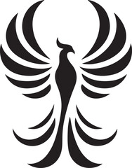 Fototapeta premium phoenix with open wings, flat curvy design, rounded shapes vector silhouette on white background