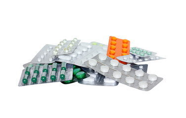 Pill blisters isolated on white background
