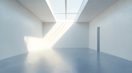 Obraz premium Empty room, skylight, white walls, generative ai