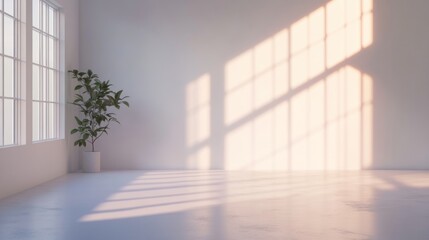 Fototapeta premium Empty room, soft lighting, white walls generative ai