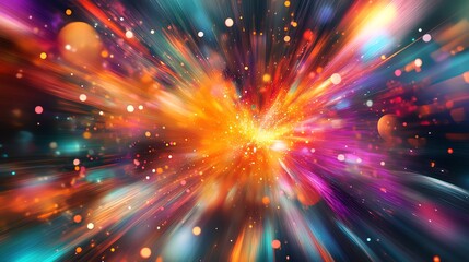 Fototapeta premium Abstract colorful light rays and bokeh with a bright center.