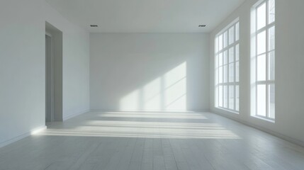 Empty room, soft lighting, white walls generative ai