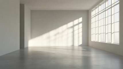 Obraz premium Empty room, soft lighting, white walls generative ai