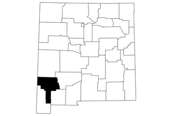 Map of grant County in New Mexico state on white background. single County map highlighted by black color on New Mexico map. UNITED STATES, US