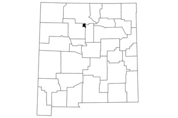 Map of Los Alamos County in New Mexico state on white background. single County map highlighted by black color on New Mexico map. UNITED STATES, US