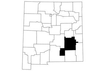 Map of chaves County in New Mexico state on white background. single County map highlighted by black color on New Mexico map. UNITED STATES, US
