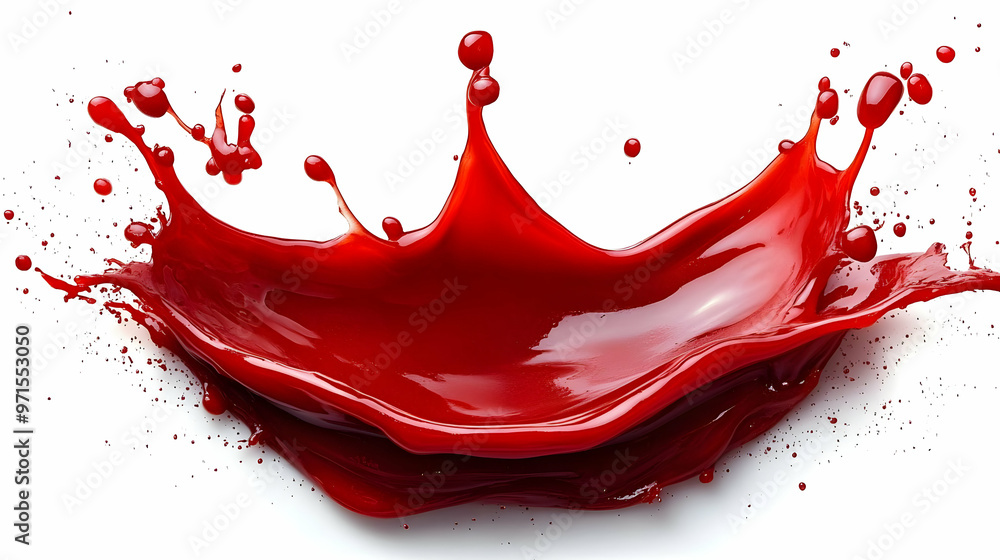 Aufkleber a vivid splash of red liquid, resembling paint or juice, creating a dynamic visual effect.