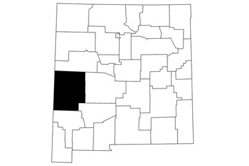 Map of catron County in New Mexico state on white background. single County map highlighted by black color on New Mexico map. UNITED STATES, US